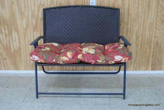 Appraisal: Metal Faux Wicker Folding Outdoor Lounge BenchFrom the estate is