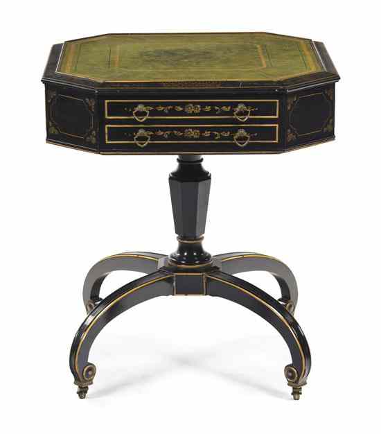 Appraisal: A Gilt and Ebonized Games Table of square form with