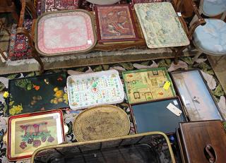 Appraisal: lot of Decorative assorted trays including lacquered and basket examples