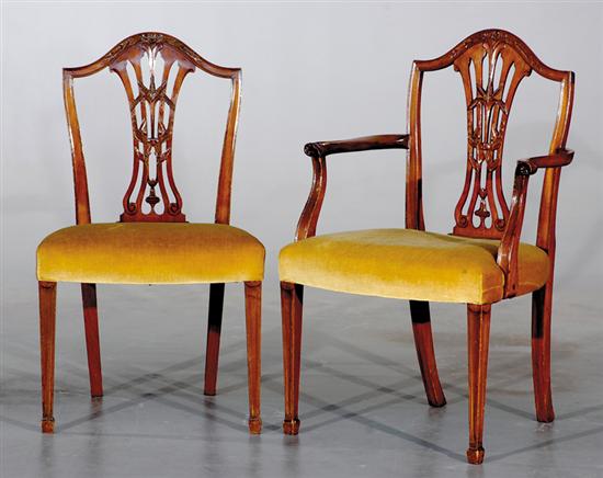 Appraisal: George III style carved mahogany dining chairs set of eight