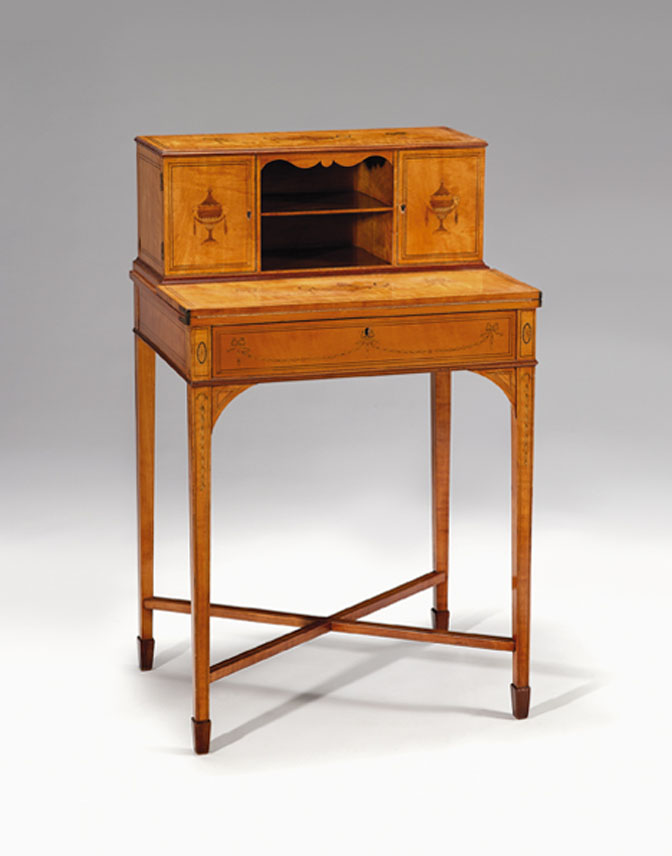 Appraisal: Edwardian satinwood and marquetry lady's writing desk circa The superstructure