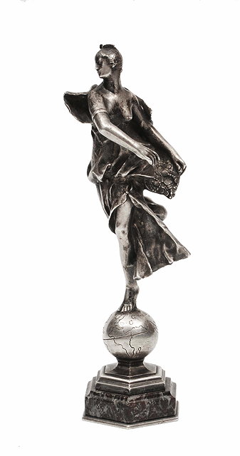 Appraisal: AN ANTIQUE FRENCH WHITE METAL SCULPTURE OF A FEMALE FIGURE