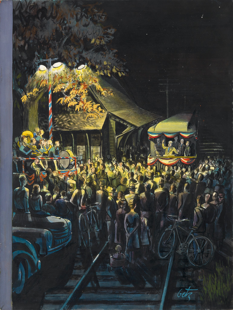 Appraisal: ARTHUR GETZ Campaign Train Proposed cover for The New Yorker