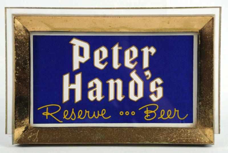 Appraisal: Peter Hand's Reverse Glass Painted Sign Sign and mirror have