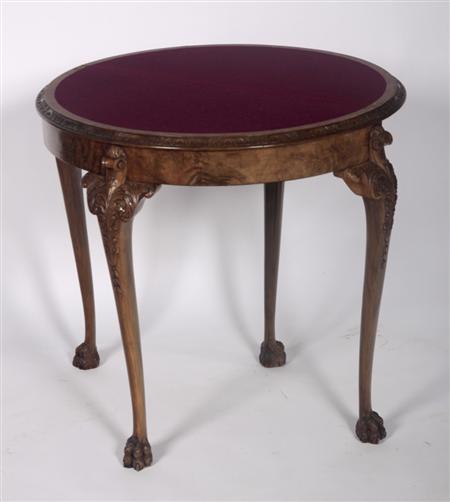 Appraisal: A Georgian style walnut demi-lune card table the moulded acanthus