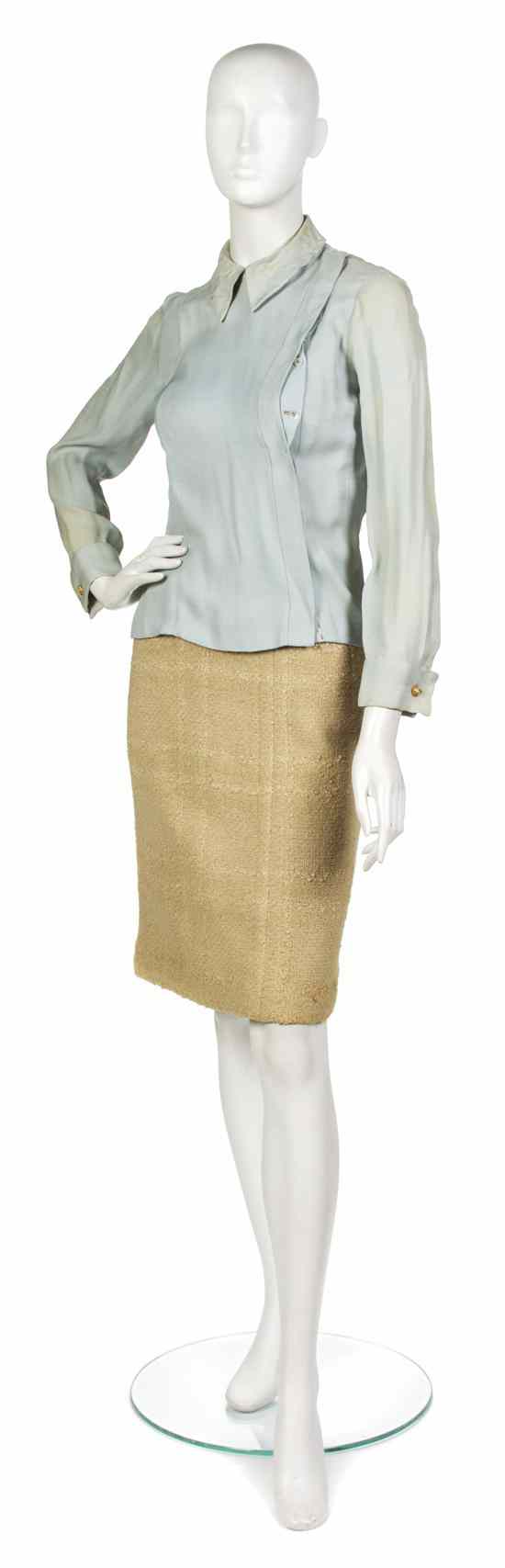 Appraisal: A Chanel Couture Tan Boucle Skirt Suit consisting of a