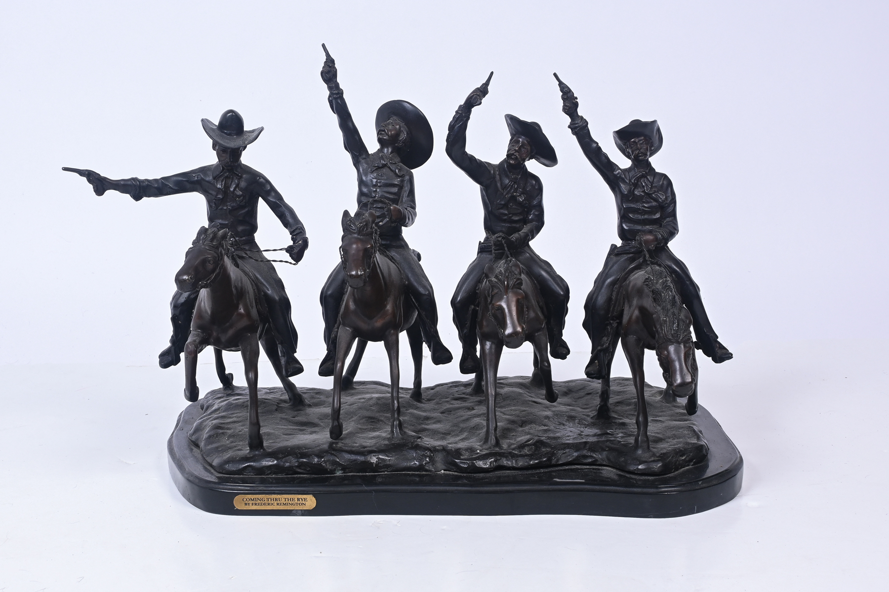 Appraisal: BRONZE ''COMING THROUGH THE RYE'' AFTER FREDERIC REMINGTON Approximately ''