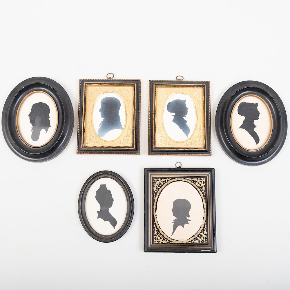 Appraisal: Group of Six Silhouettes Comprising A pair in an ebonized