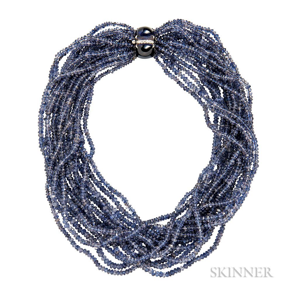 Appraisal: kt White Gold and Iolite Torsade Necklace Seaman Schepps kt