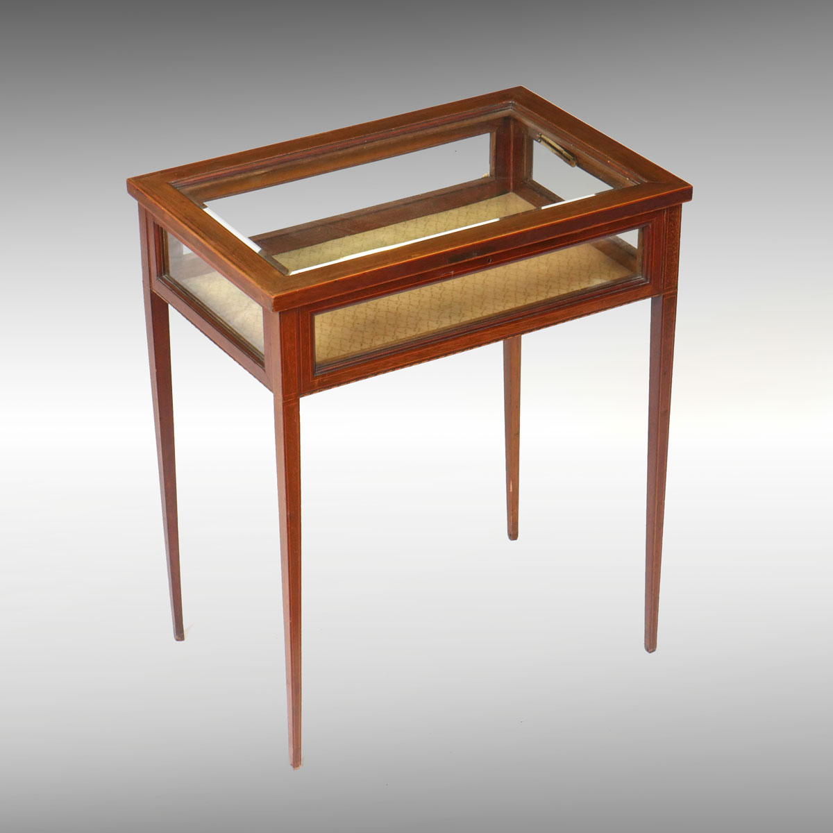 Appraisal: BANDED TABLE VITRINE A George III-Style Mahogany Table Vitrine having