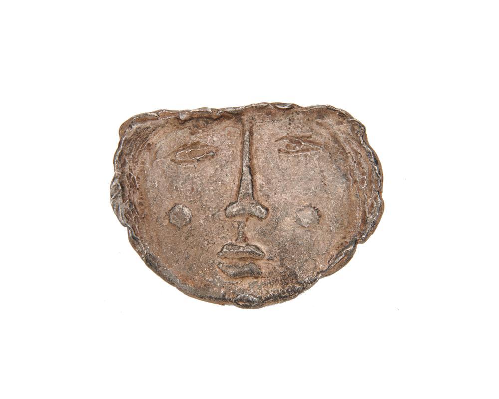 Appraisal: ANGEL BOTELLO Silver Brooch in the form of a face