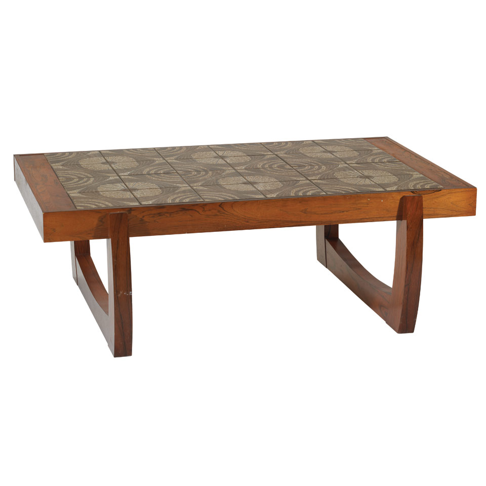 Appraisal: Modernist Rosewood Tile Top Coffee Table c Height - cm