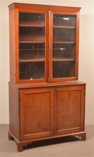 Appraisal: PA Hepplewhite Walnut Cabinet with Bookcase Top Pennsylvania Hepplewhite Walnut