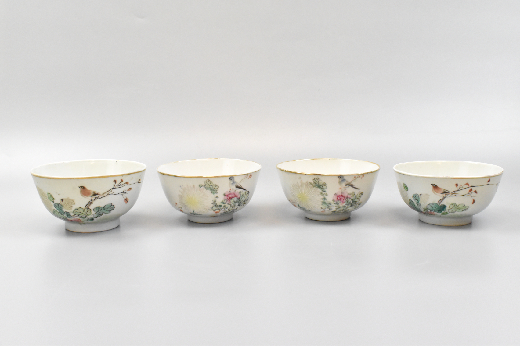 Appraisal: Four Chinese famille rose bowls from the Republic period Each