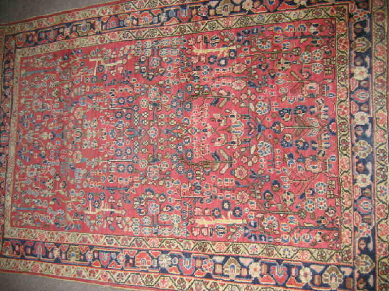 Appraisal: MID TH CENTURY SAROUK THROW RUG The soft red field