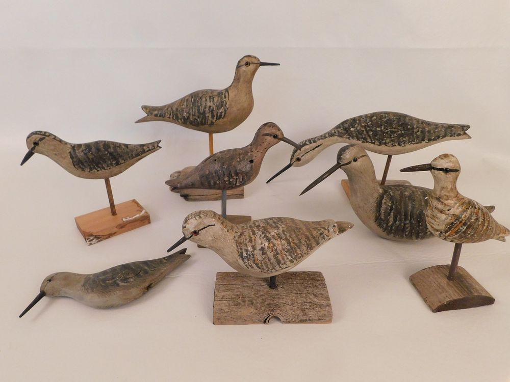 Appraisal: HARRY MONK SHORE BIRDS Lot of carved and painted wood