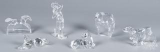 Appraisal: Six crystal figures by Baccarat Waterford Daum and Hoya tallest