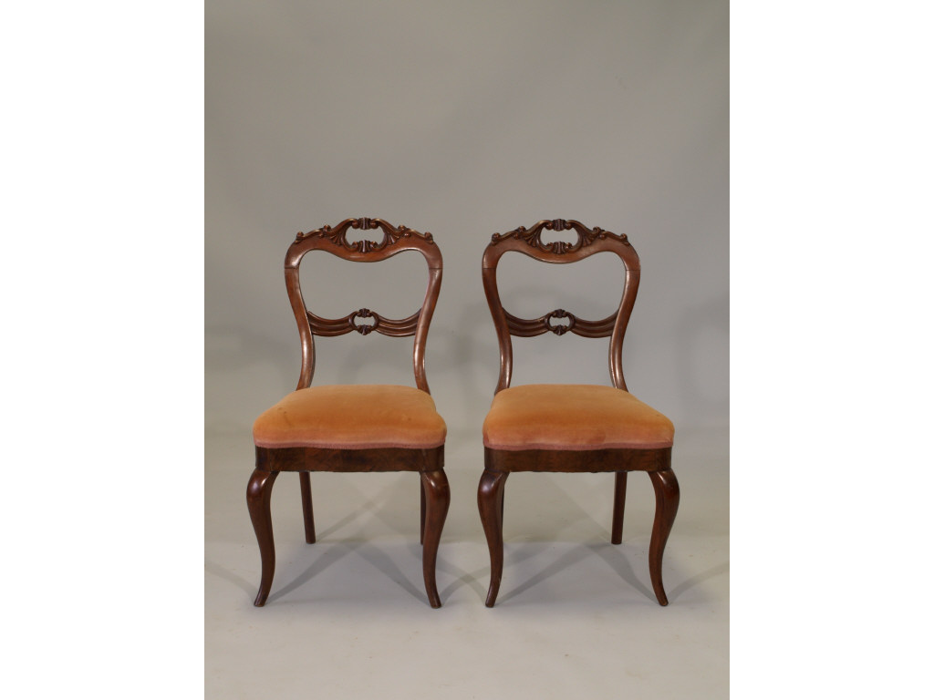 Appraisal: Pair of Victorian Ballroom Chairs American c mahogany and mahogany