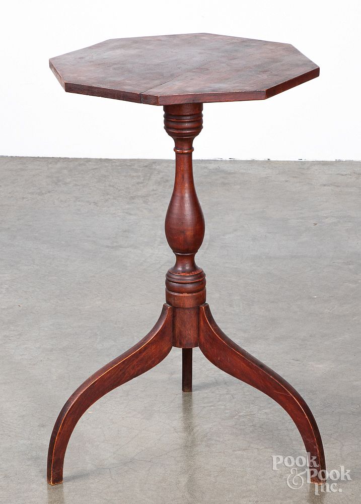 Appraisal: Red stained candlestand early th c Red stained candlestand early