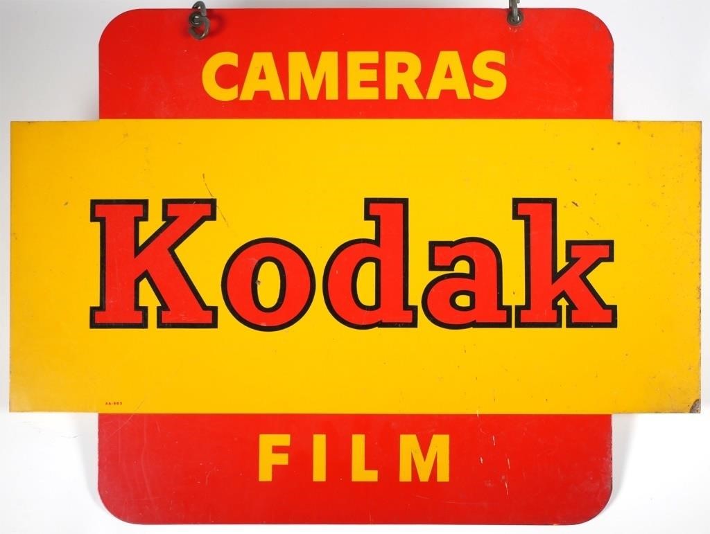 Appraisal: Kodak camera shop advertising double sided hanging sign Porcelain and