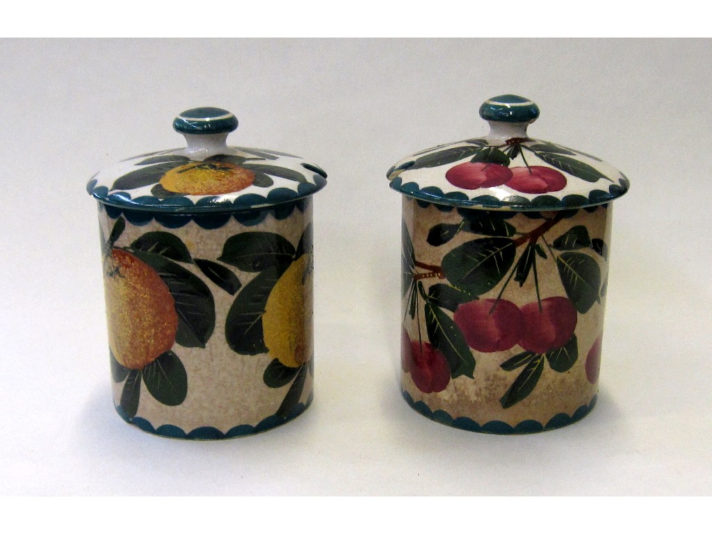 Appraisal: Two Wemyss preserve pots one decorated with cherries the other