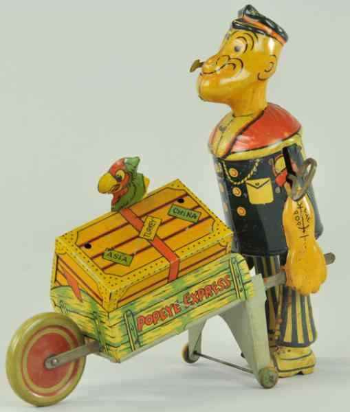 Appraisal: MARX POPEYE EXPRESS Lithographed tin depicts Popeye pushing suitcase in