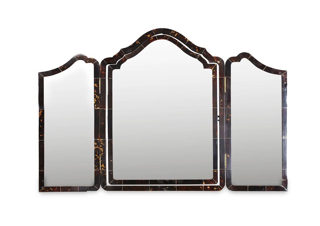 Appraisal: YQUEEN ANNE STYLE TORTOISESHELL TRIPLE DRESSING TABLE MIRROR EARLY TH