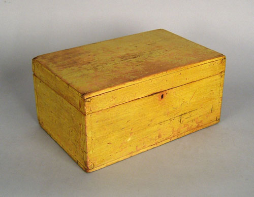 Appraisal: New England painted lock box th c with vibrant sponge