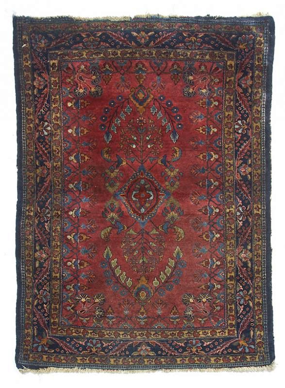 Appraisal: Persian Sarouk scatter rug Appx ' x ' Persian Sarouk