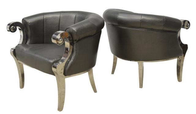 Appraisal: pair Contemporary barrel-back armchairs Foshan Zanchuang Furniture Company late th