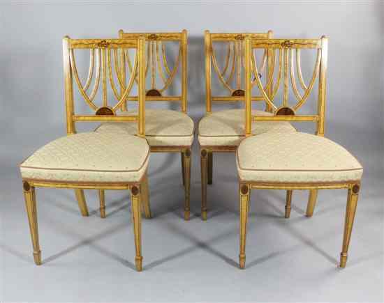 Appraisal: A set of four Edwardian inlaid satinwood dining chairs the