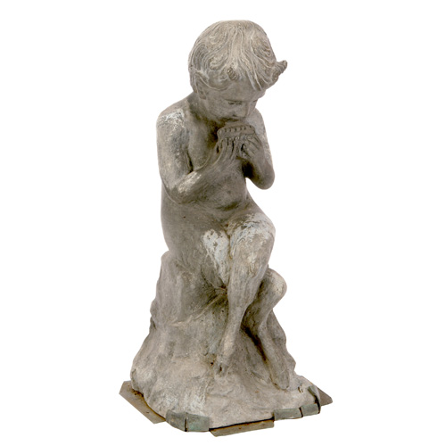 Appraisal: GARDENWARE Lead figure of Pan seated playing the flute th