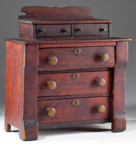 Appraisal: Miniature Classical Chest of DrawersVirginia origin circa s poplar with