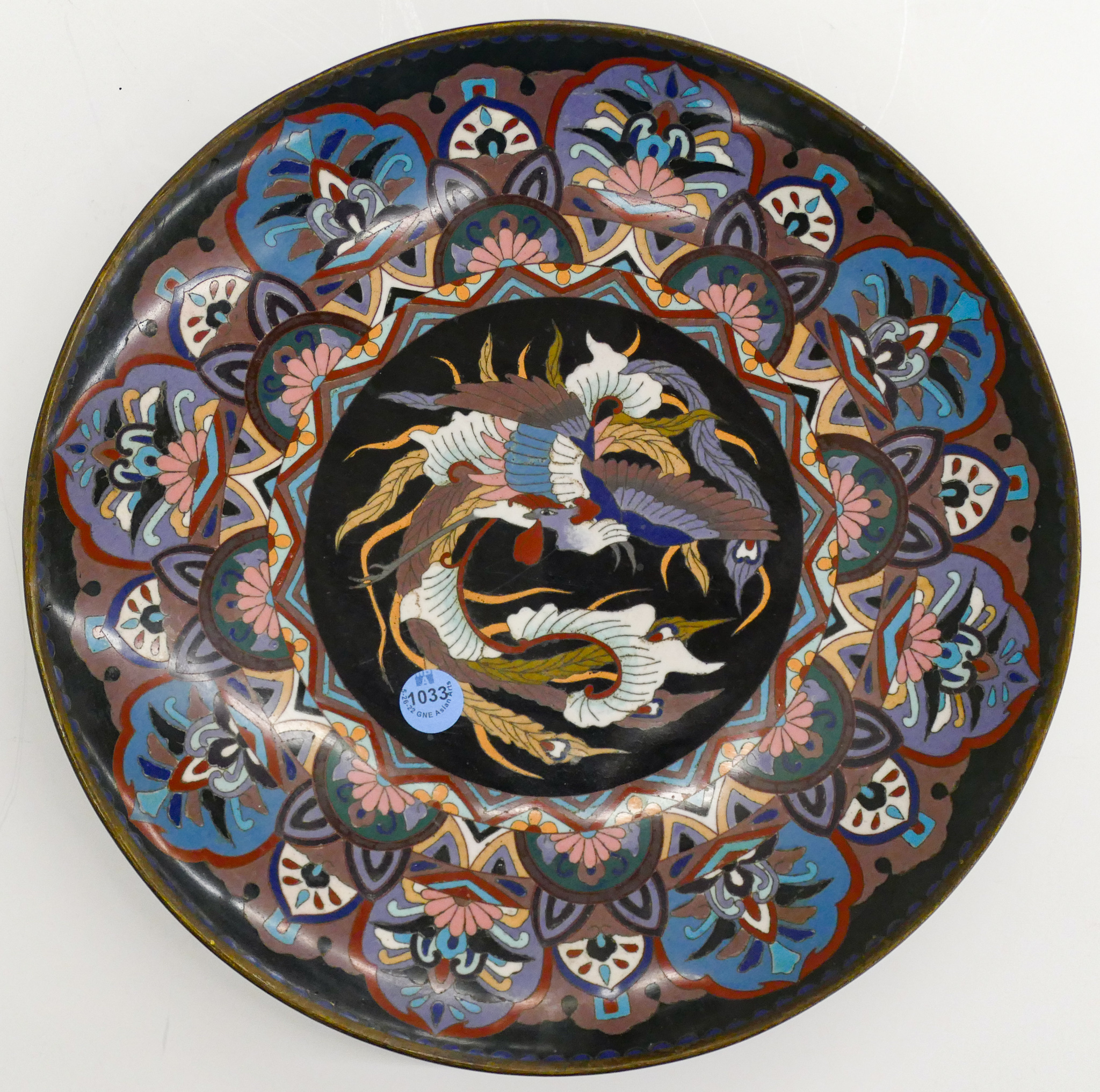 Appraisal: Meiji Japanese Cloisonne Phoenix Charger ''