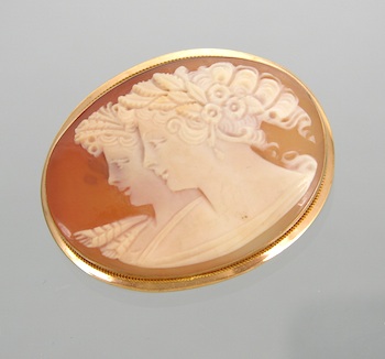 Appraisal: A Finely Carved Signed Italian Shell Cameo k yellow gold