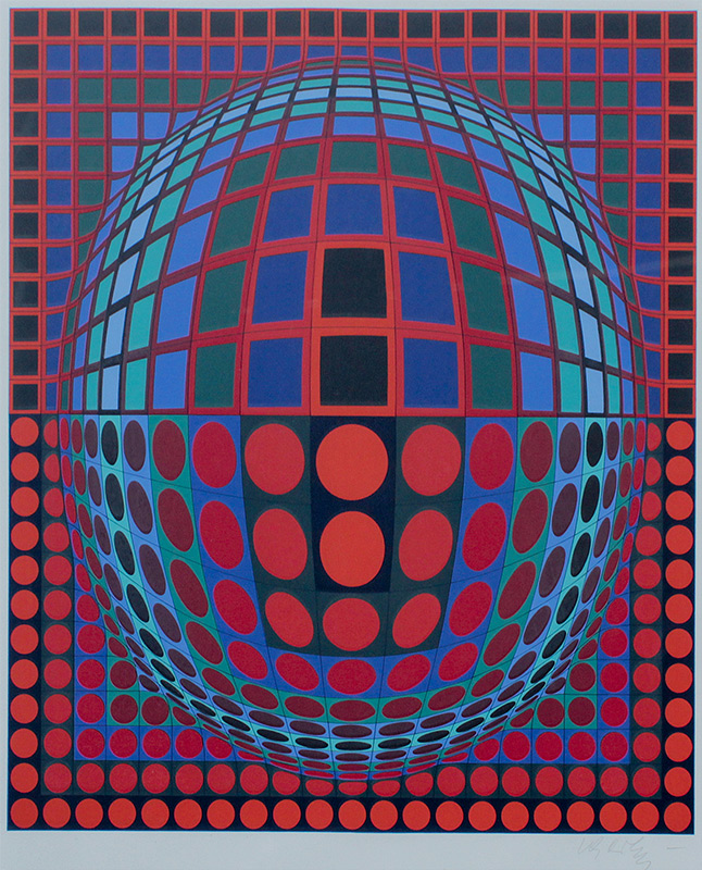 Appraisal: VICTOR VASARELY OP-ART SERIGRAPH Spheres and Squares Serigraph sight size