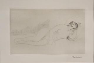 Appraisal: RENOIR Pierre-Auguste Etching Femme Nue Couchee Tournee a Droite Stamp