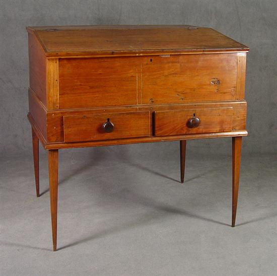 Appraisal: Walnut Slant Top Desk Early 's Lift lid with deep