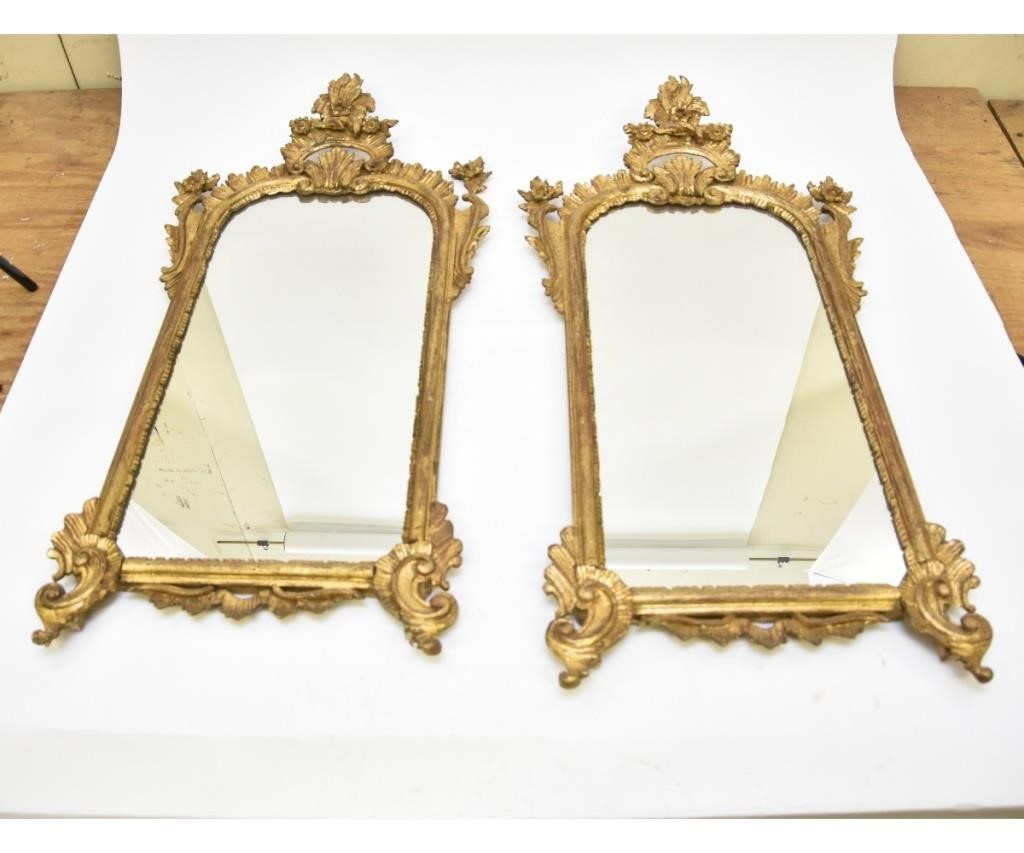 Appraisal: Pair of Italian carved gilt decorated mirrors early th c