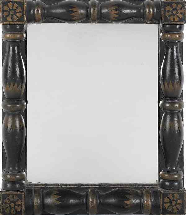 Appraisal: Pennsylvania black painted frame th c with boldly turned half