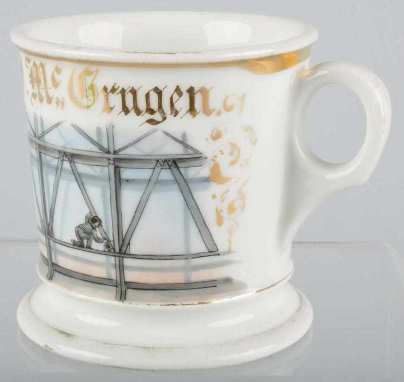 Appraisal: Bridge Repairman Shaving Mug Description Marked J McGrugen across top