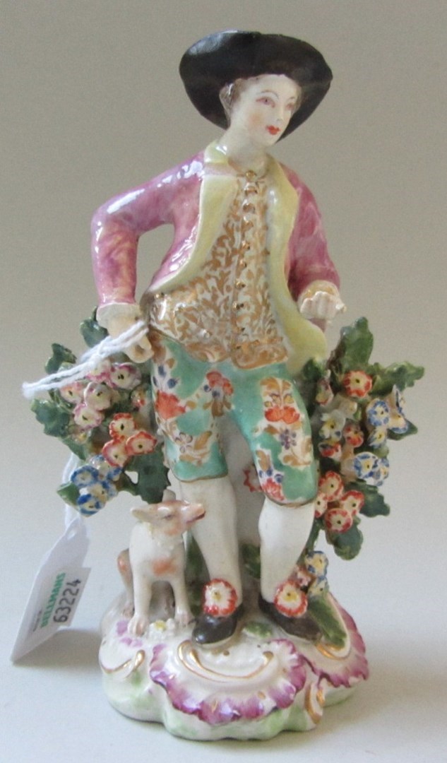 Appraisal: A Derby porcelain figure of a gardener circa the young