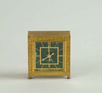 Appraisal: FINE BRASS AND MALACHITE TRAVEL ALARM CLOCK BY CARTIER Square