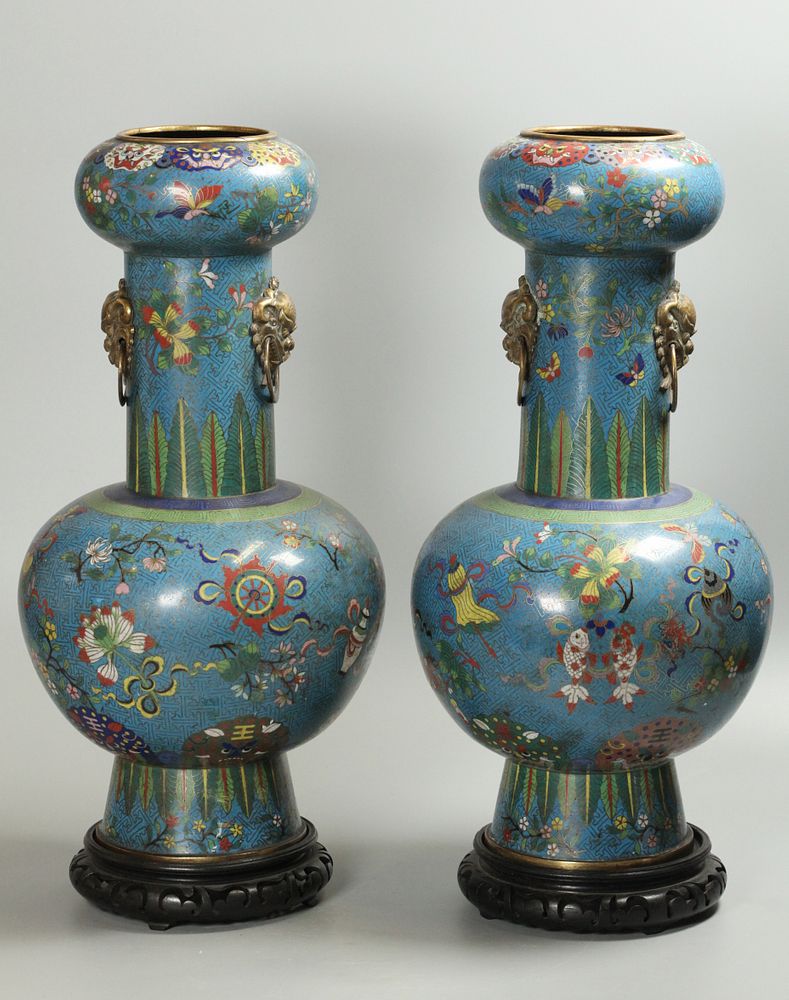 Appraisal: pair of Chinese gilt cloisonne vases possibly th c each