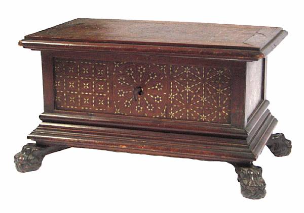 Appraisal: A small Moorish mixed wood chest height in width in