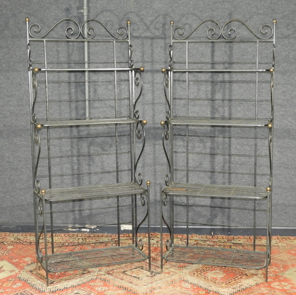 Appraisal: PR FRENCH WROUGHT IRON FASHIONABLE BAKER'S RACKS France th CenturyCollapsible