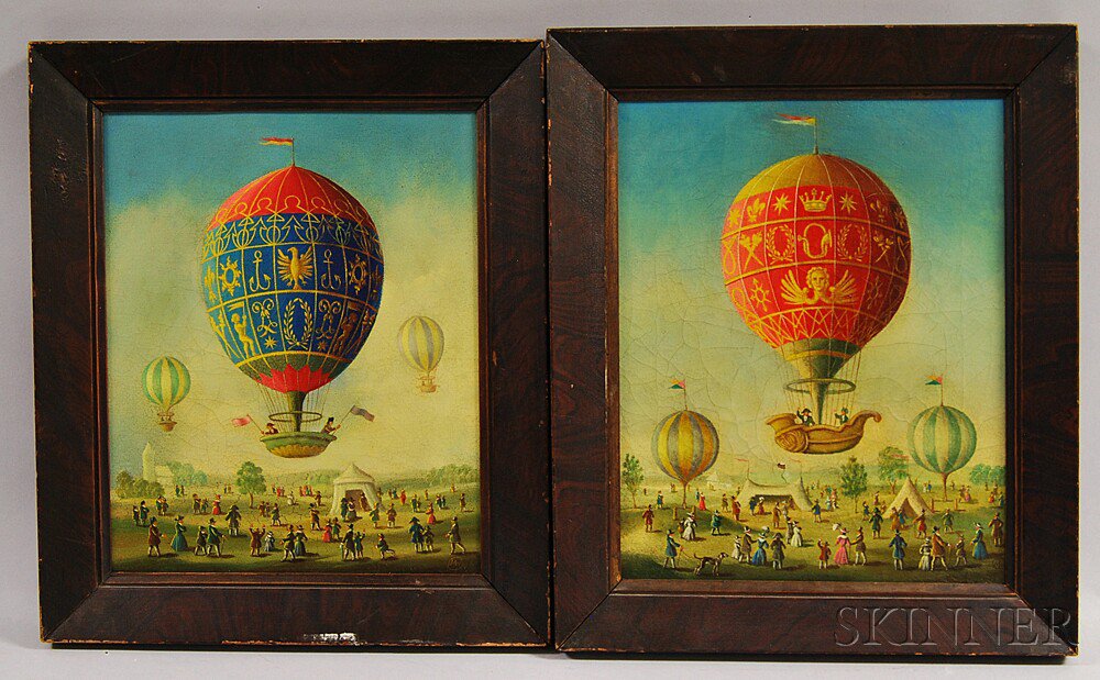 Appraisal: Continental School th th Century Two Scenes with Balloons Signed