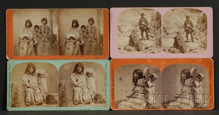 Appraisal: Four Western Stereo Views a Paiute woman and child a