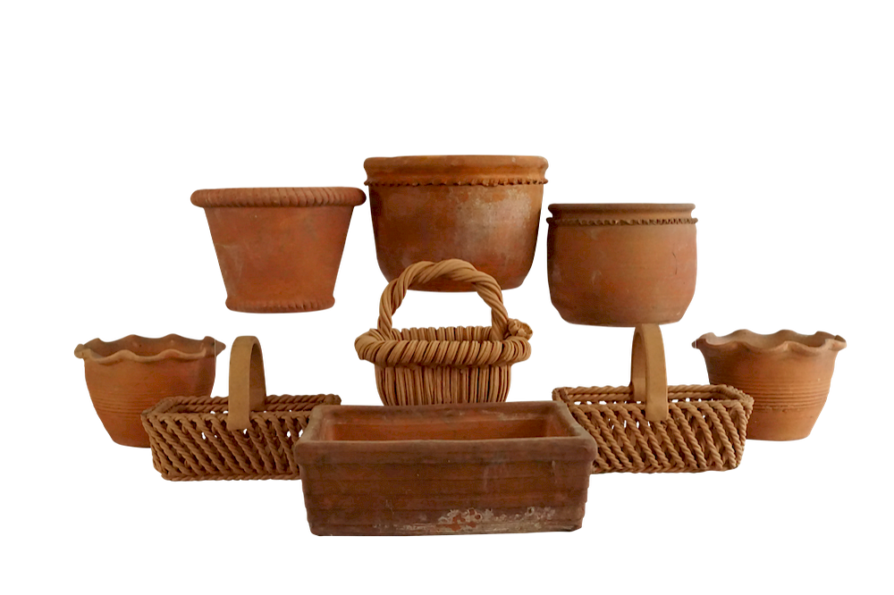 Appraisal: Group of Nine Terracotta Planters Lot Group of Nine Terracotta