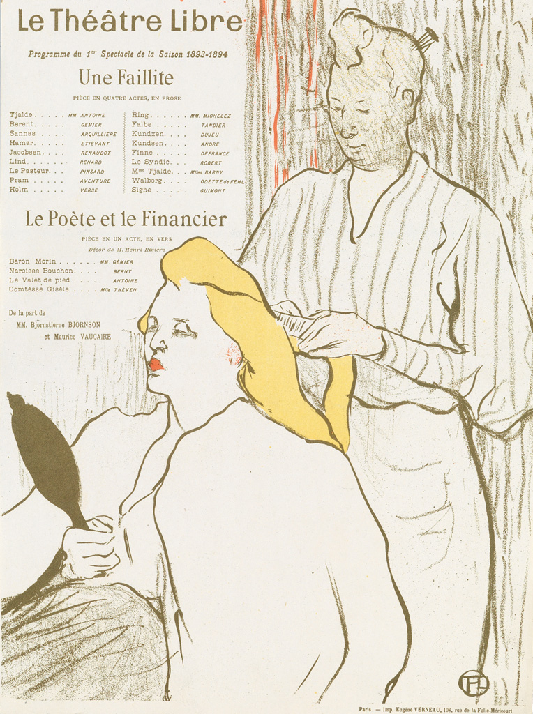 Appraisal: HENRI TOULOUSE-LAUTREC La Coiffure Programme du Th tre Libre Color